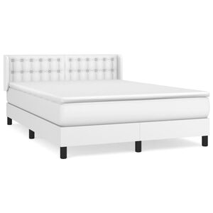 vidaXL Cama com molas/colch&atilde;o 140x200 cm couro artificial branco