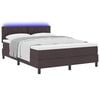 vidaXL Cama Box com colch&atilde;o com led Marrom Escuro 160 x 200 cm tecido