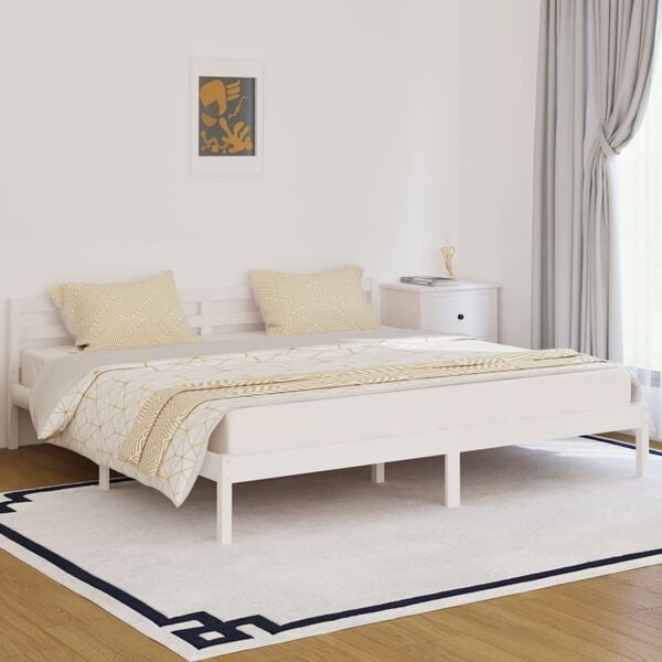 vidaXL Estrutura de cama 200x200 cm pinho maciço branco