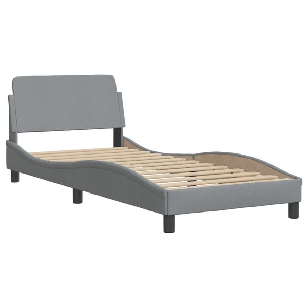 vidaXL Cama com colch&atilde;o Dover 90x200 cm tecido cinzento-claro