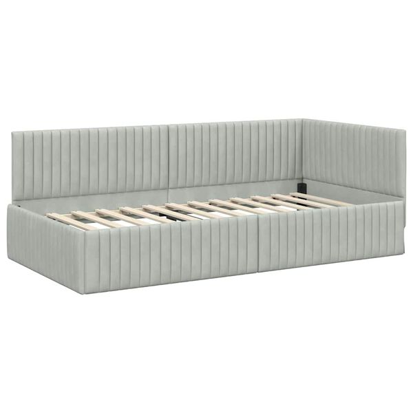 vidaXL Estrutura de Cama de Canto Cinzento-claro 100 cm x 200 cm
