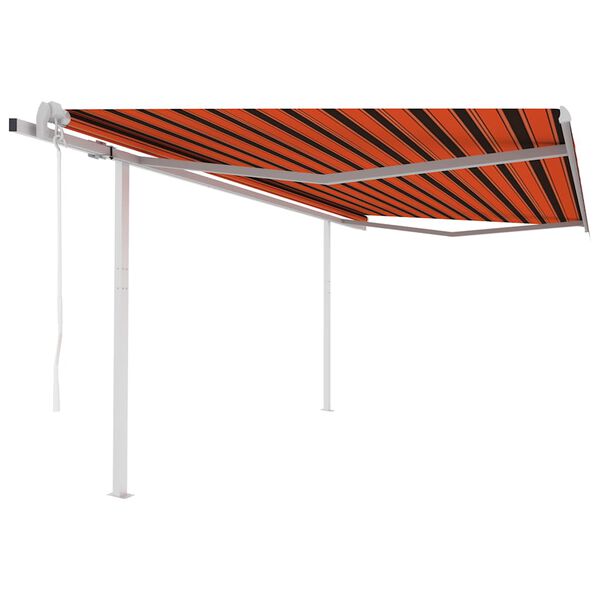 vidaXL Toldo retr&aacute;til autom&aacute;tico com postes 4x3 m laranja e castanho