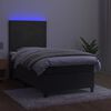 vidaXL Cama box spring c/ colchão/LED 90x200 cm veludo cinzento-escuro