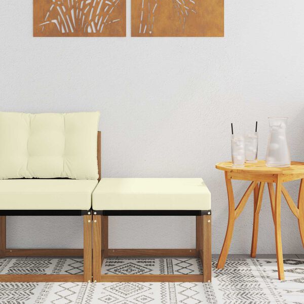 vidaXL Pufe para Exterior Madeira de Ac&aacute;cia Maci&ccedil;a e Tecido Textilene