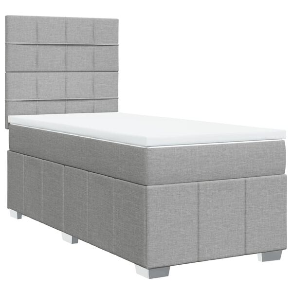 vidaXL Cama com molas/colch&atilde;o 90x190 cm tecido cinzento-claro