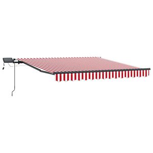 vidaXL Toldo Retr&aacute;til Manual Vermelho e branco 300 x 250 cm tecido