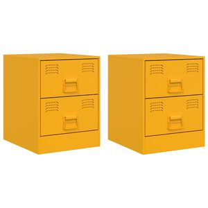 vidaXL Mesas de cabeceira 2 pcs 34,5x39x44 cm aço amarelo