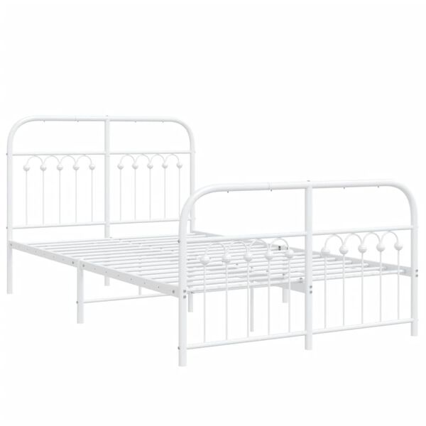 vidaXL Estrutura de cama com cabeceira e p&eacute;s 120x200 cm metal branco