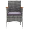vidaXL 7 pcs conjunto de jantar p/ jardim c/ almofad&otilde;es vime PE cinza