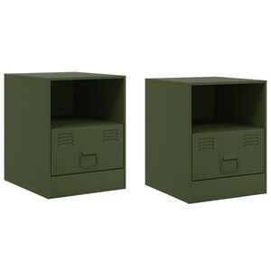 vidaXL Mesas de cabeceira 2 pcs 34,5x39x44 cm a&ccedil;o verde azeitona