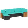 vidaXL Conjunto de sof&aacute; de jardim com 7 pe&ccedil;as e almofadas em rattan sint&eacute;tico preto