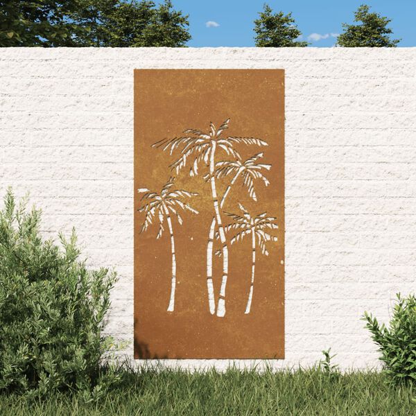 vidaXL Decora&ccedil;&atilde;o p/ muro de jardim 105x55cm a&ccedil;o corten design palmeira