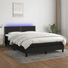 vidaXL Cama box spring c/ colch&atilde;o e LED 140x190 cm tecido preto