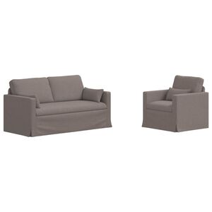 vidaXL Conjunto de Sof&aacute;s 2 unid. Cinzento-acastanhado tecido