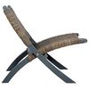 vidaXL Cadeira relaxante vime Kubu natural/madeira mogno maciça cinza