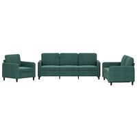 vidaXL 3 pcs conjunto de sofás veludo verde-escuro