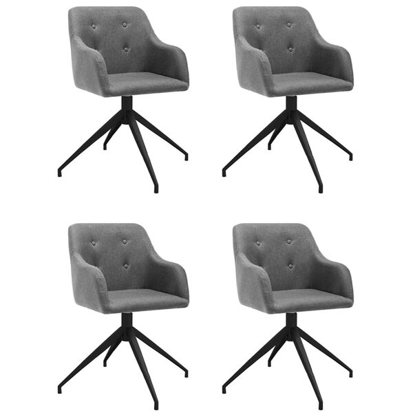 vidaXL Cadeiras de jantar girat&oacute;rias 4 pcs tecido cinzento-claro
