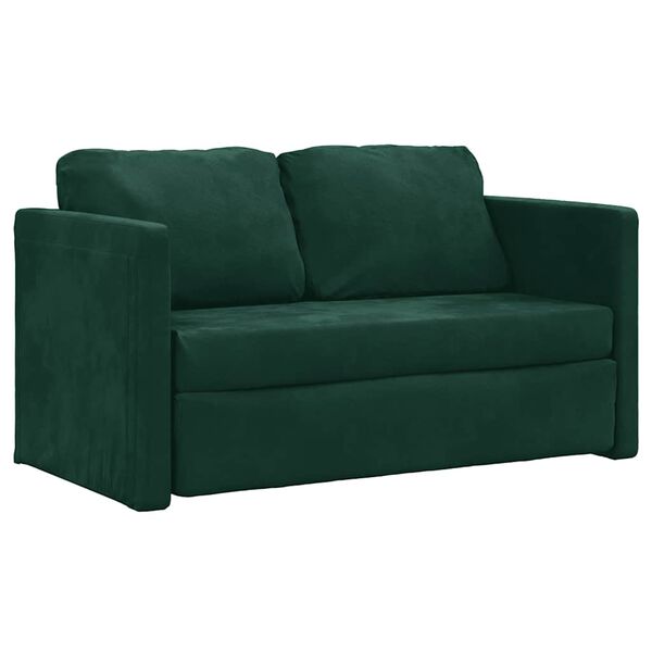 vidaXL Sof&aacute;-cama sem p&eacute;s 122x204x55 cm veludo verde-escuro