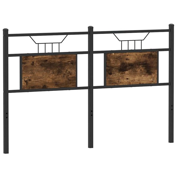 vidaXL Cabeceira de cama 137 cm derivados madeira/a&ccedil;o carvalho fumado
