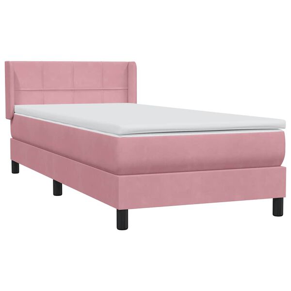 vidaXL Cama com molas/colch&atilde;o rosa 90x210 cm veludo