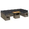 vidaXL 11 pcs conjunto sof&aacute;s de jardim c/ almofad&otilde;es vime PE cinzento