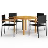 vidaXL 5 pcs conjunto de jantar para jardim preto