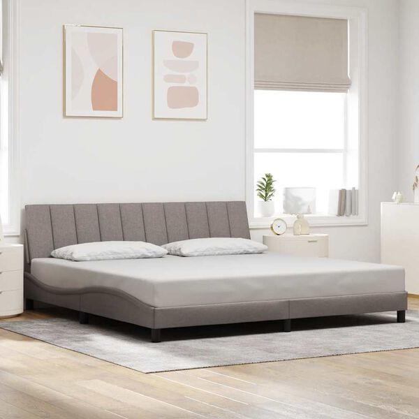 vidaXL Estrutura de cama sem colch&atilde;o Hanko 200x200 cm tecido cinzento-acastanhado