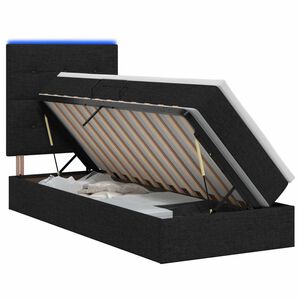 vidaXL Cama de Armazenamento LED com Colch&atilde;o Preto 90 x 190 cm Tecido