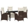 vidaXL Conjunto de Jantar para Jardim 5 unid. Castanho vime PE