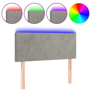 vidaXL Cabeceira de cama c/ luzes LED veludo 80x5x78/88 cm cinza-claro