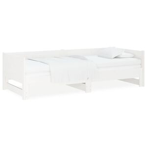 vidaXL Estrutura sof&aacute;-cama de puxar 2x(80x200) cm pinho maci&ccedil;o branco