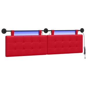 vidaXL Cabeceira suspensa Com luz LED Vermelho Couro Sint&eacute;tico