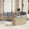 vidaXL Conjunto de Sof&aacute; de Jardim 9 pcs Bege Rattan Sint&eacute;tico