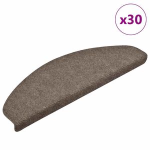 vidaXL Tapetes de escada autoadesivos 30 pe&ccedil;as 65x21x4 cm bege semicircular grande