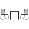 vidaXL Conjunto de Jantar para Jardim 3 pcs Preto A&ccedil;o revestido a p&oacute;