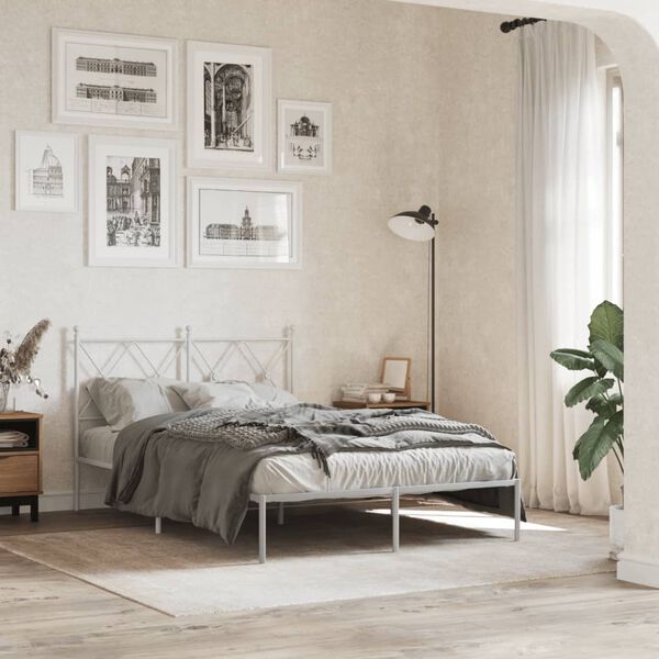 vidaXL Estrutura de cama com cabeceira 120x190 cm metal branco