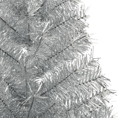 vidaXL Meia árvore de Natal artificial com suporte 120 cm PET prateado