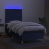 vidaXL Cama box spring c/ colch&atilde;o e LED 90x200 cm tecido azul