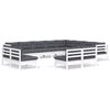 vidaXL 12 pcs conj. lounge de jardim c/ almofad&otilde;es pinho maci&ccedil;o branco