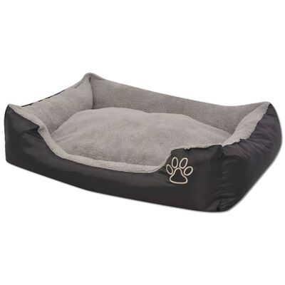 vidaXL Cama para cães com almofada acolchoada tamanho XL preto
