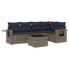 vidaXL Conjunto de sof&aacute; de jardim com 6 pe&ccedil;as e almofadas em rattan sint&eacute;tico cinza