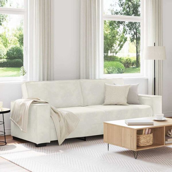vidaXL Sof&aacute; de 3 lugares 220x78x84 cm veludo cor creme