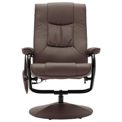 vidaXL Cadeira de massagens c/ apoio de pés couro artificial castanho