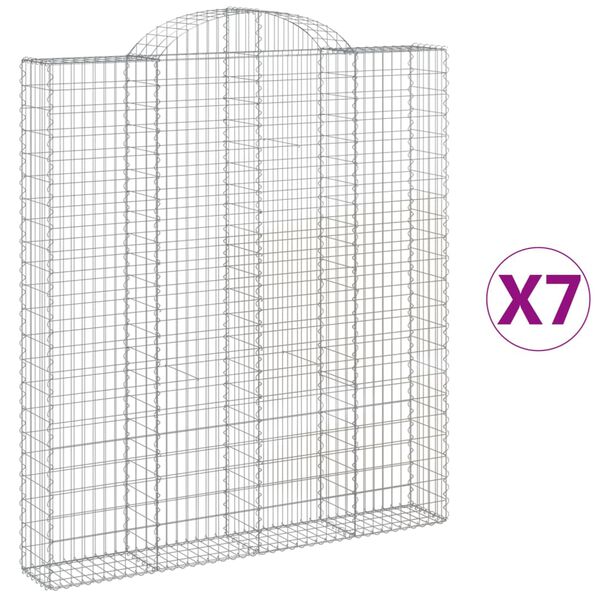 vidaXL Cestos gabi&atilde;o arqueados 7pcs 200x30x220/240cm ferro galvanizado