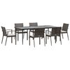vidaXL 7 pcs conjunto de jantar p/ jardim c/ almofadões vime PE e aço
