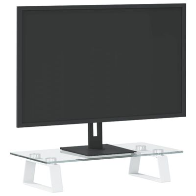 vidaXL Suporte para monitor 40x20x8 cm vidro temperado e metal branco