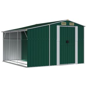 vidaXL Abrigo de jardim 277x279x179 cm a&ccedil;o galvanizado verde