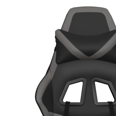 vidaXL Cadeira gaming massagens c/ apoio pés couro artif. preto/cinza