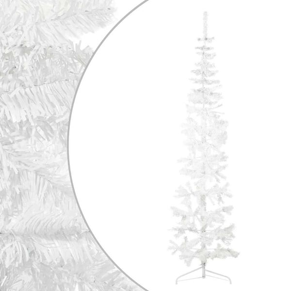 vidaXL Meia árvore de Natal fina com suporte 240 cm branco