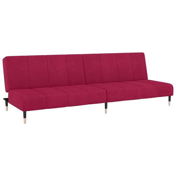 vidaXL Sofá-cama de 2 lugares veludo vermelho tinto